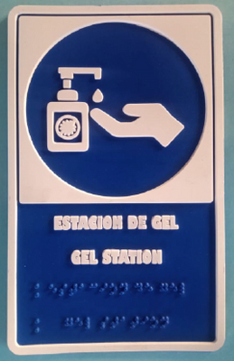 Señalética: Estación de gel - Braille