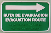 Señalética: Ruta de evacuación, derecha - Braille