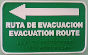 Señalética: Ruta de evacuación, izquierda - Braille