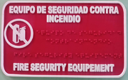 Señalética: Equipo de seguridad contra incendio - Braille