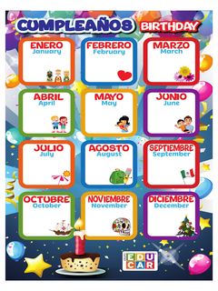 Calendario español e inglés